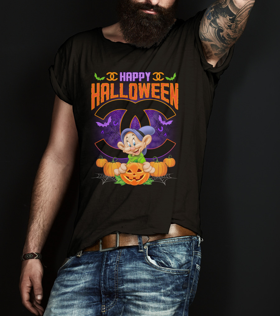 Happy Halloween Dopey Chanel Pumpkin Bats T-Shirt