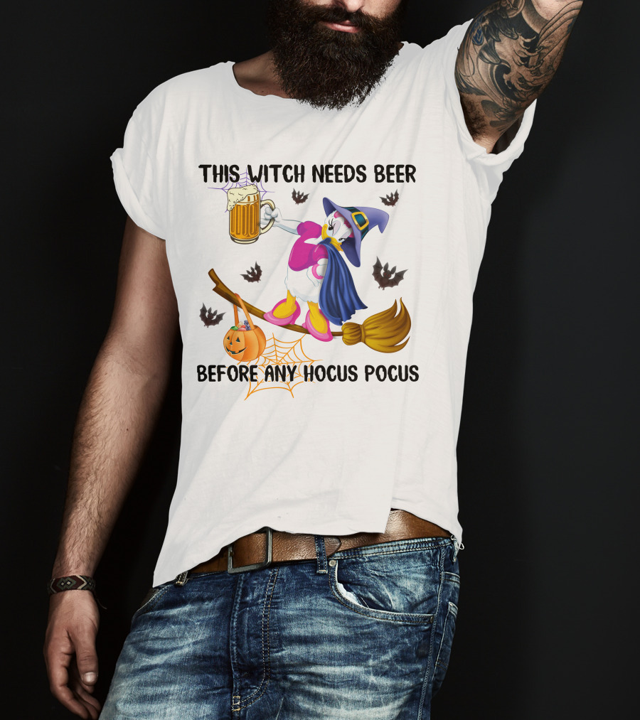 This Witch Needs Beer Before Any Hocus Pocus Daisy T-Shirt