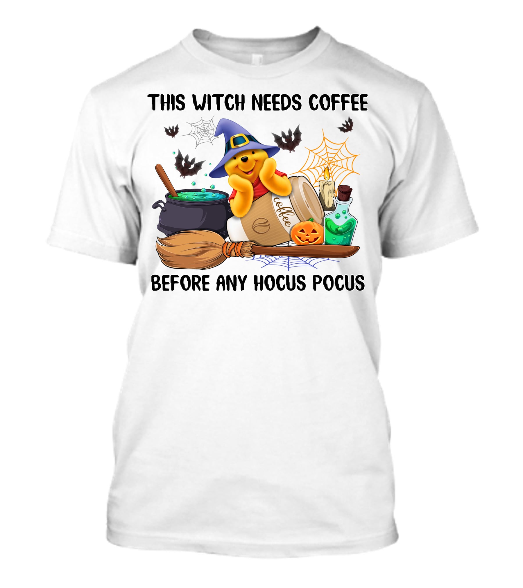 This Witch Needs Coffee Before Any Hocus Pocus Pooh Halloween T-Shirt
