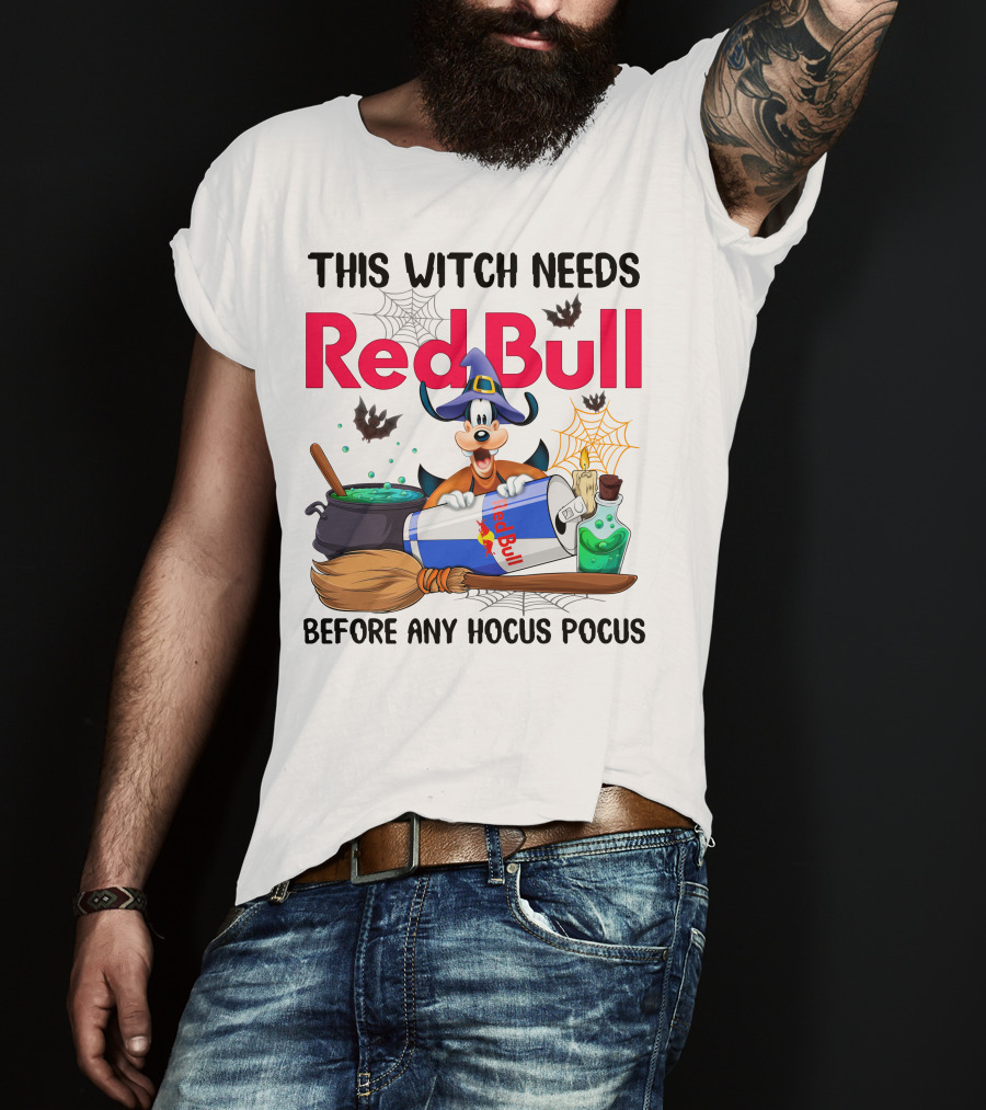This Witch Needs Red Bull Before Any Hocus Pocus Goofy Halloween Theme T-Shirt