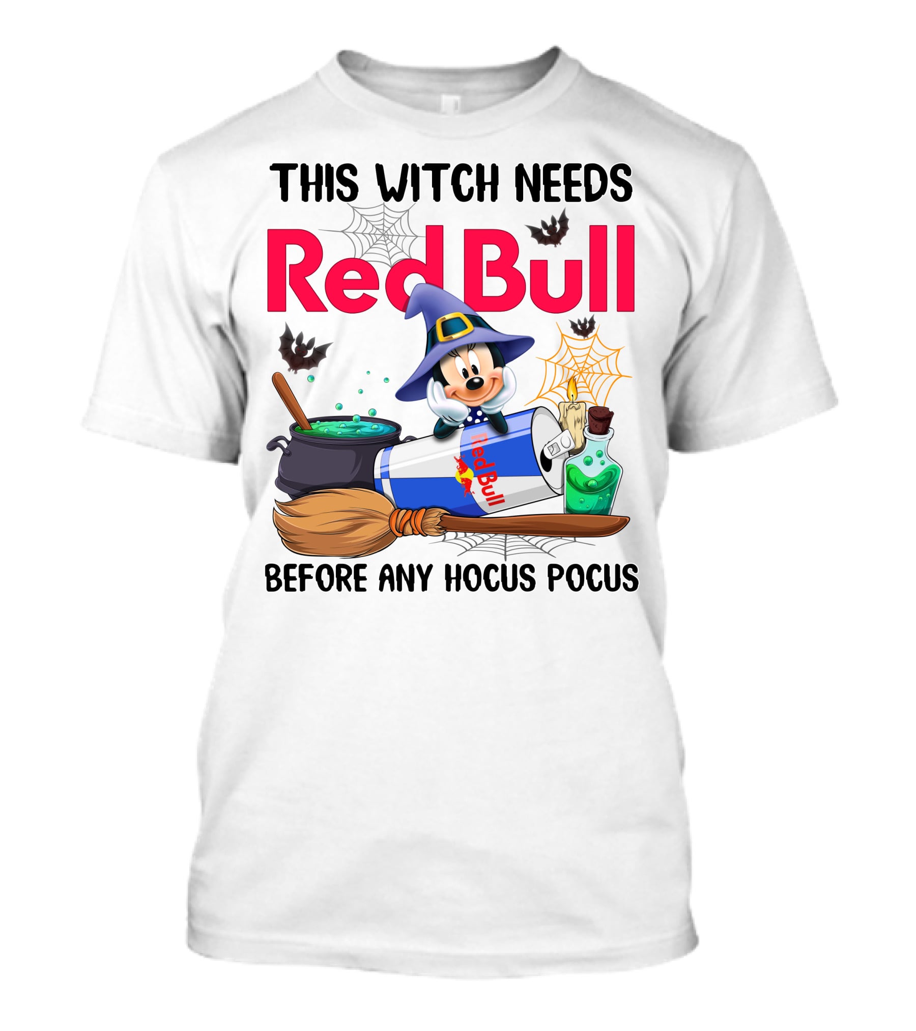 This Witch Needs Red Bull Before Any Hocus Pocus Minnie Mouse Halloween T-Shirt