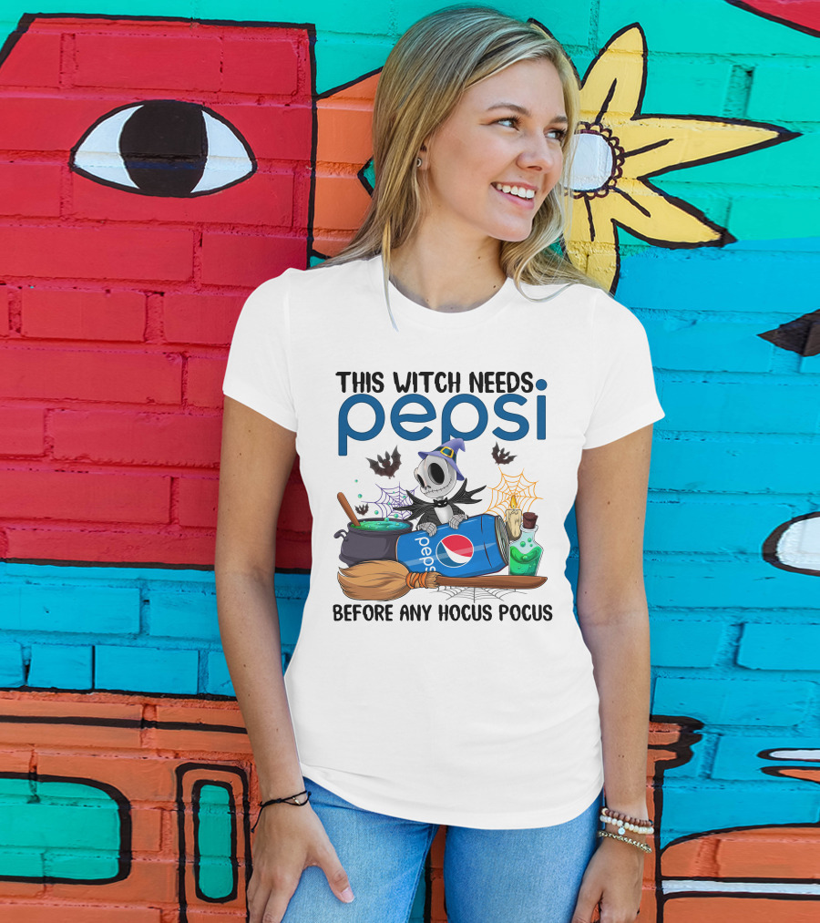 This Witch Needs Pepsi Before Any Hocus Pocus Jack Skellington T-Shirt
