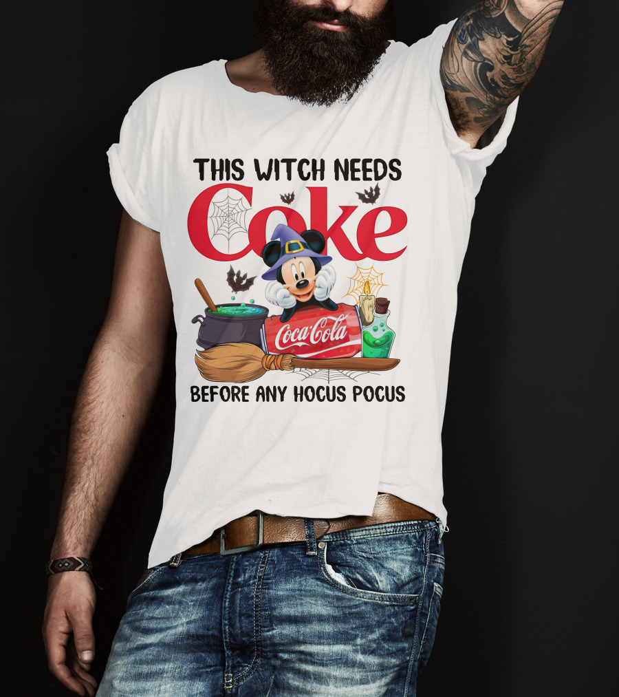 This Witch Needs Coke Before Any Hocus Pocus Mickey Halloween Coca-Cola T-Shirt