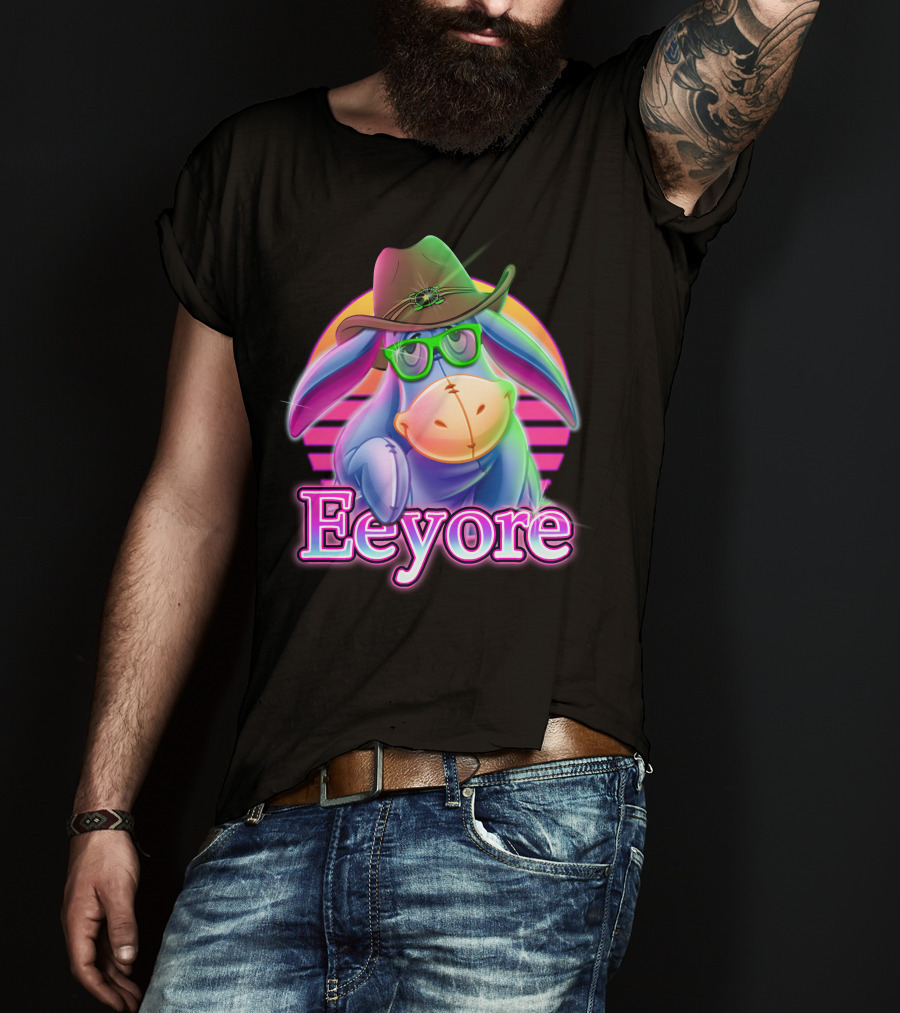 Eeyore Retro Neon Cowboy Hat And Glasses T-Shirt