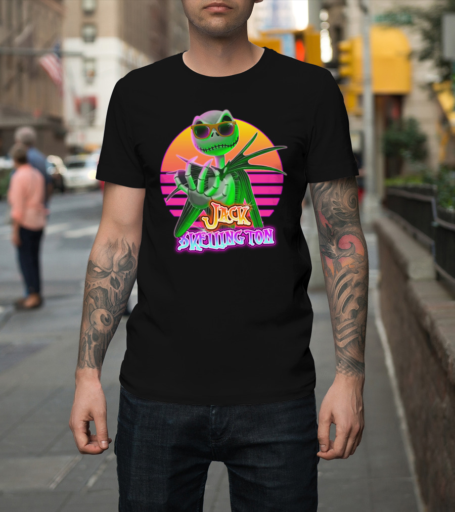 Jack Skellington Retro Neon Sunglasses Vintage Style T-Shirt