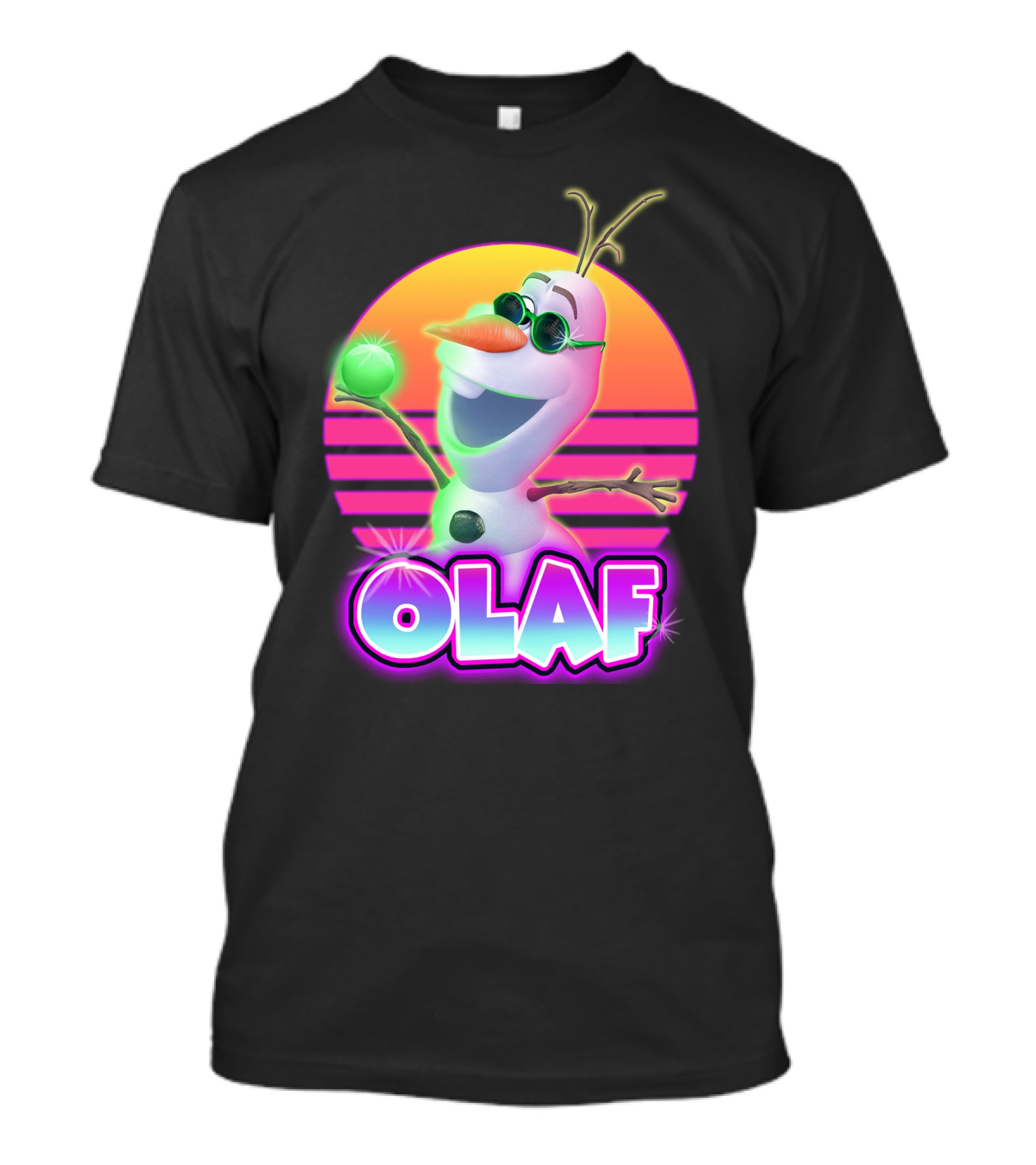 Olaf Neon Sunglasses Retro Sunset 80S Style T-Shirt