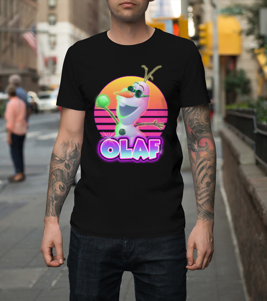 Olaf Neon Sunglasses Retro Sunset 80S Style T-Shirt
