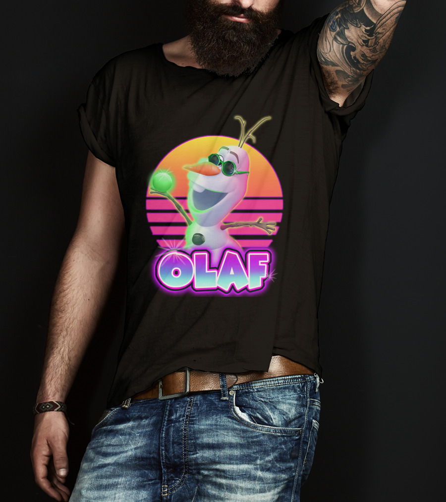 Olaf Neon Sunglasses Retro Sunset 80S Style T-Shirt