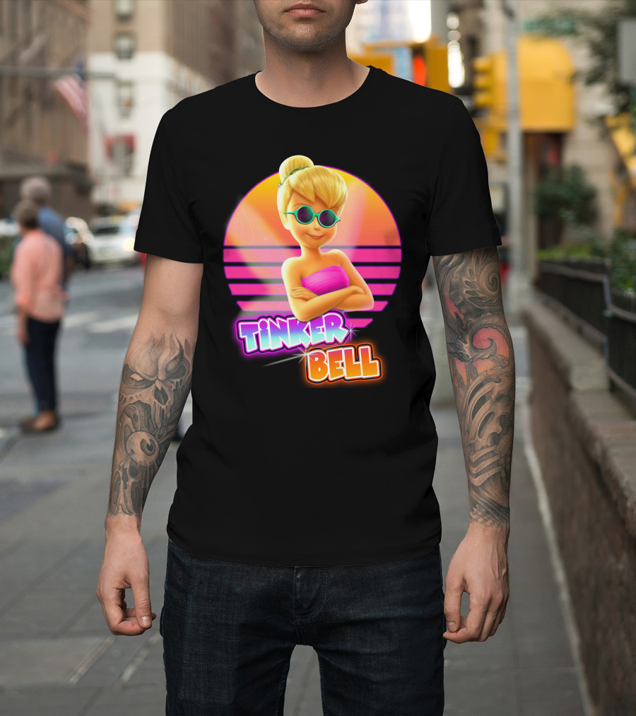 Tinker Bell Retro Sunset Style Cool Sunglasses T-Shirt