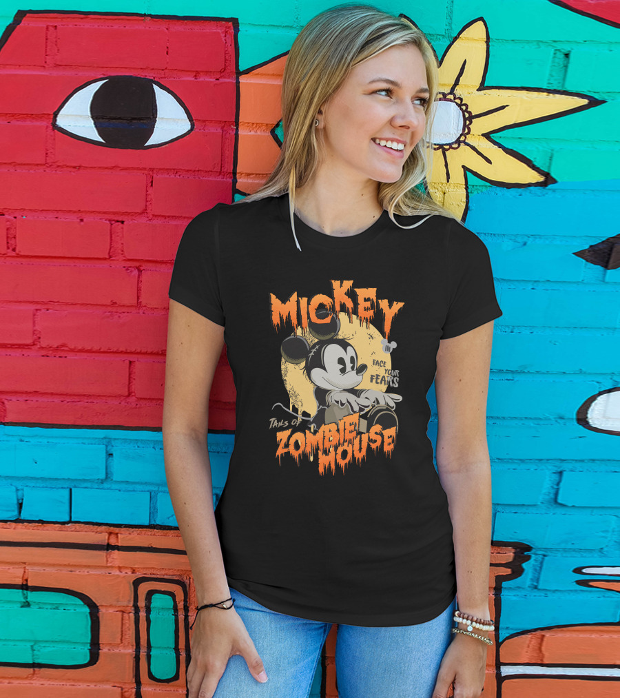 Mickey Tails Of Zombie Mouse Face Your Fears T-Shirt