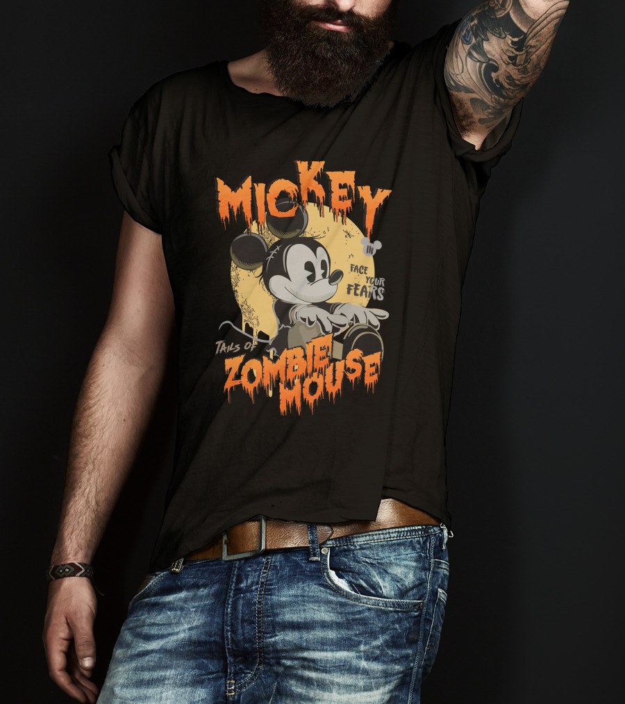 Mickey Tails Of Zombie Mouse Face Your Fears T-Shirt