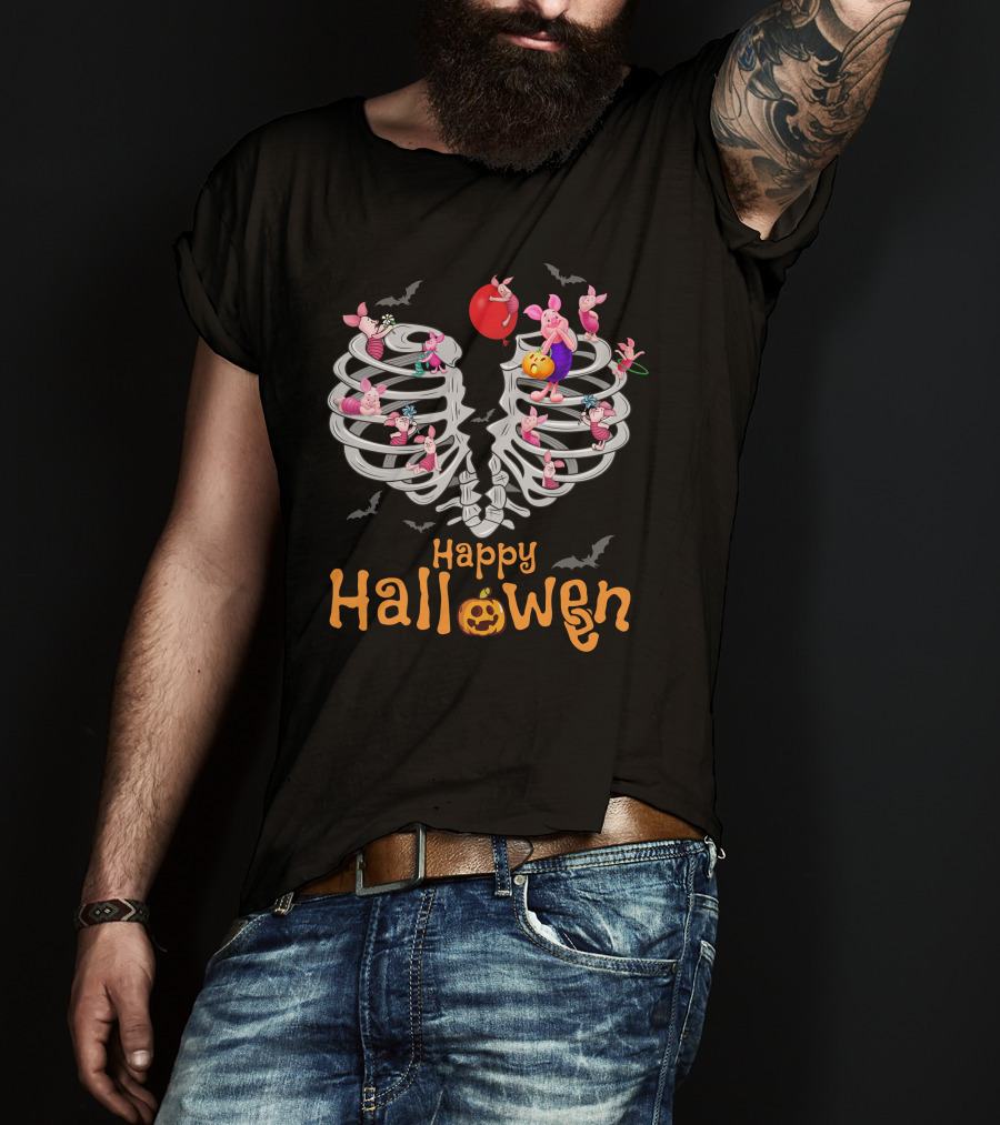 Happy Halloween Piglet Skeleton Party T-Shirt