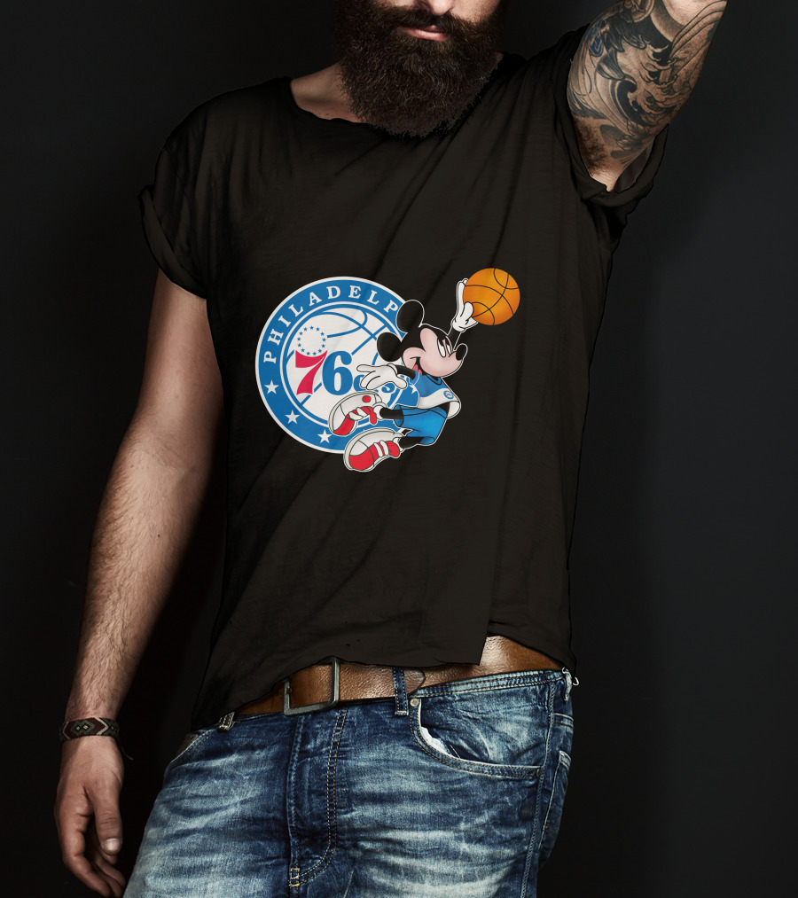 Philadelphia 76ers Mickey Basketball Dunk T-Shirt