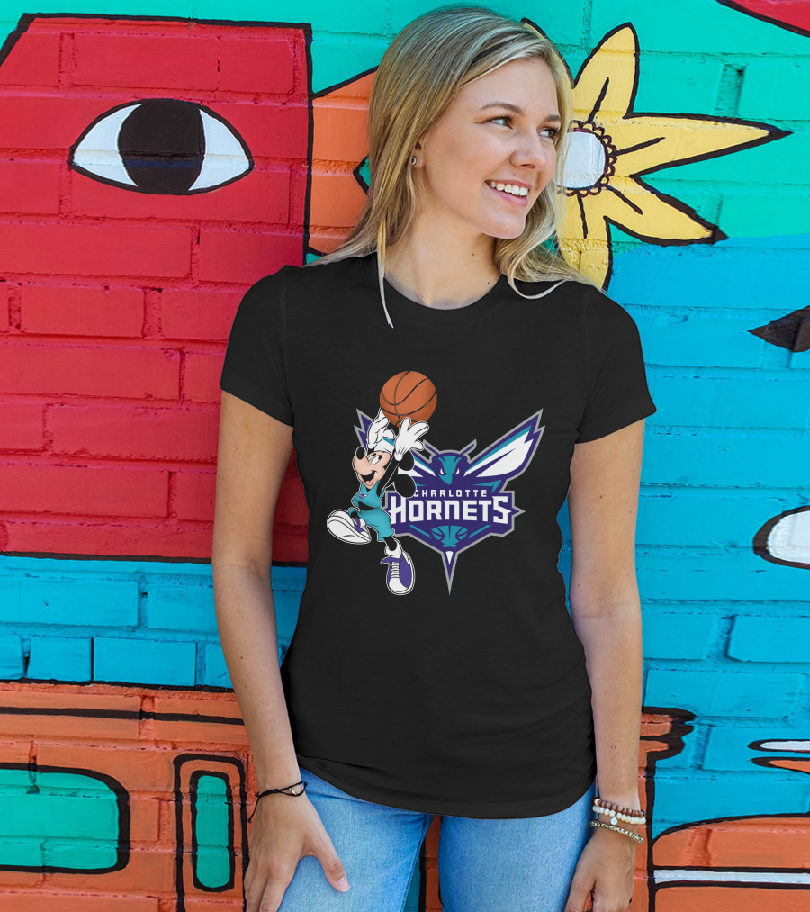 Mickey Charlotte Hornets Basketball T-Shirt