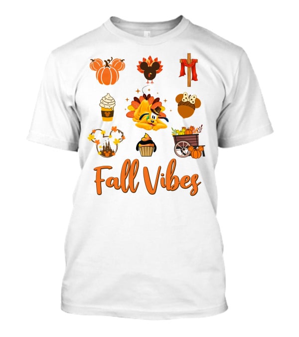 Fall Vibes Mickey Mouse Pumpkin Cupcake Autumn Pluto T-Shirt