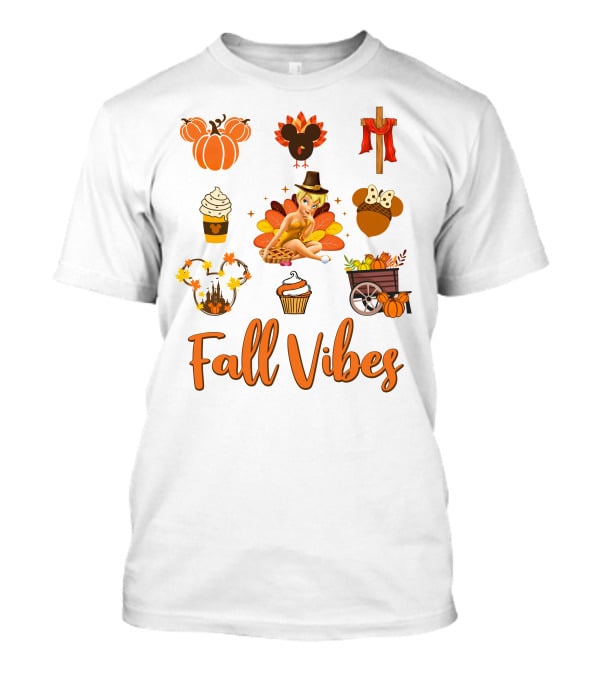 Tinkerbell Fall Vibes Pumpkin Turkey Cupcake Thanksgiving T-Shirt