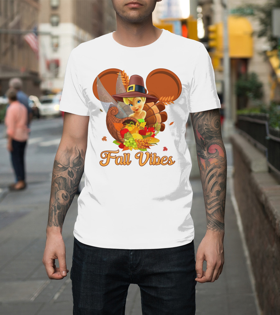 Tinkerbell Fall Vibes Cornucopia Thanksgiving Disney T-Shirt