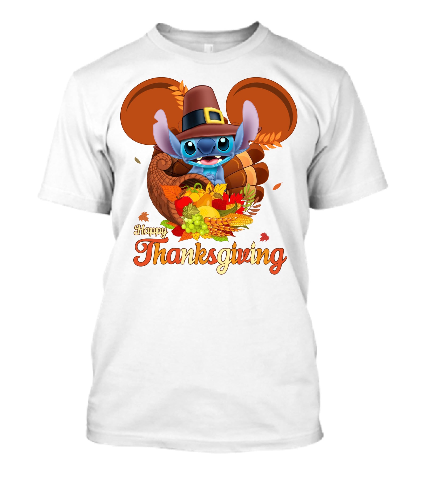 Stitch Happy Thanksgiving Cornucopia Pilgrim Hat T-Shirt