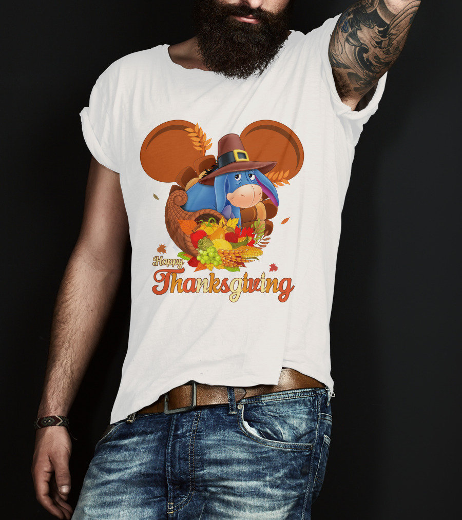 Happy Thanksgiving Eeyore Cornucopia Holiday Celebration T-Shirt
