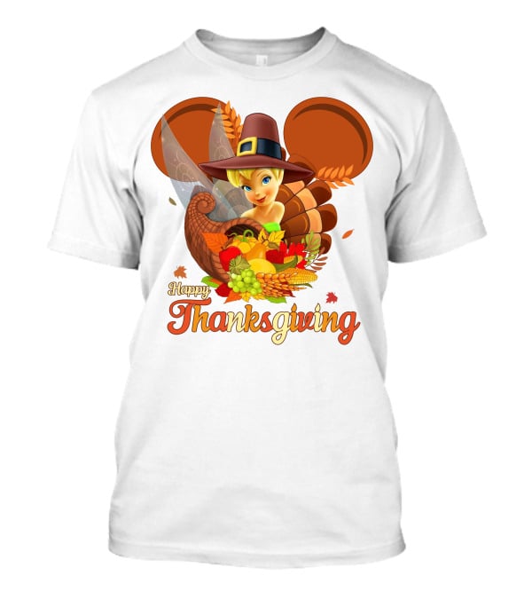 Happy Thanksgiving Tinker Bell Cornucopia Hat T-Shirt