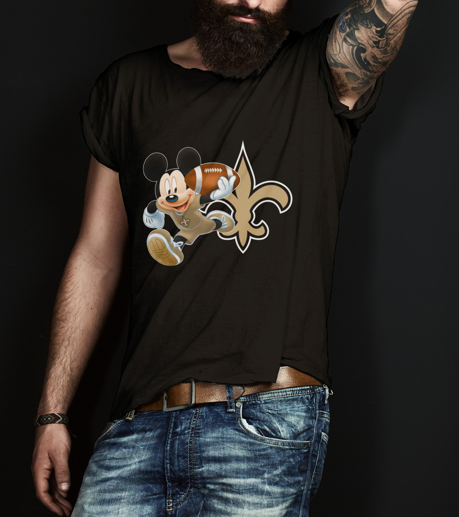 Mickey Nos New Orleans Saints Football Fleur-De-Lis T-Shirt