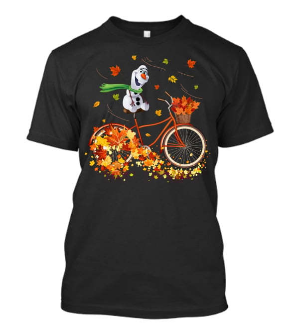 Olaf Riding A Bicycle With Autumn Leaves T-Shirt