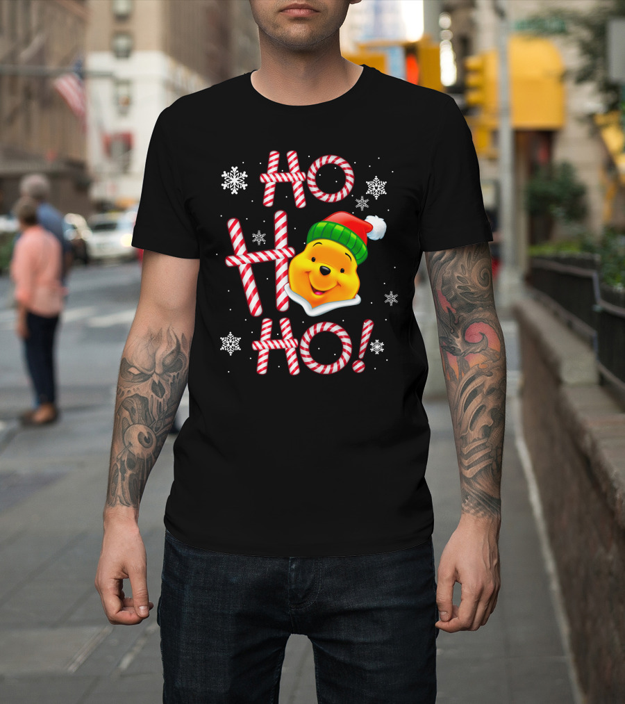 Ho Ho Ho Pooh Santa Christmas Snowflakes T-Shirt