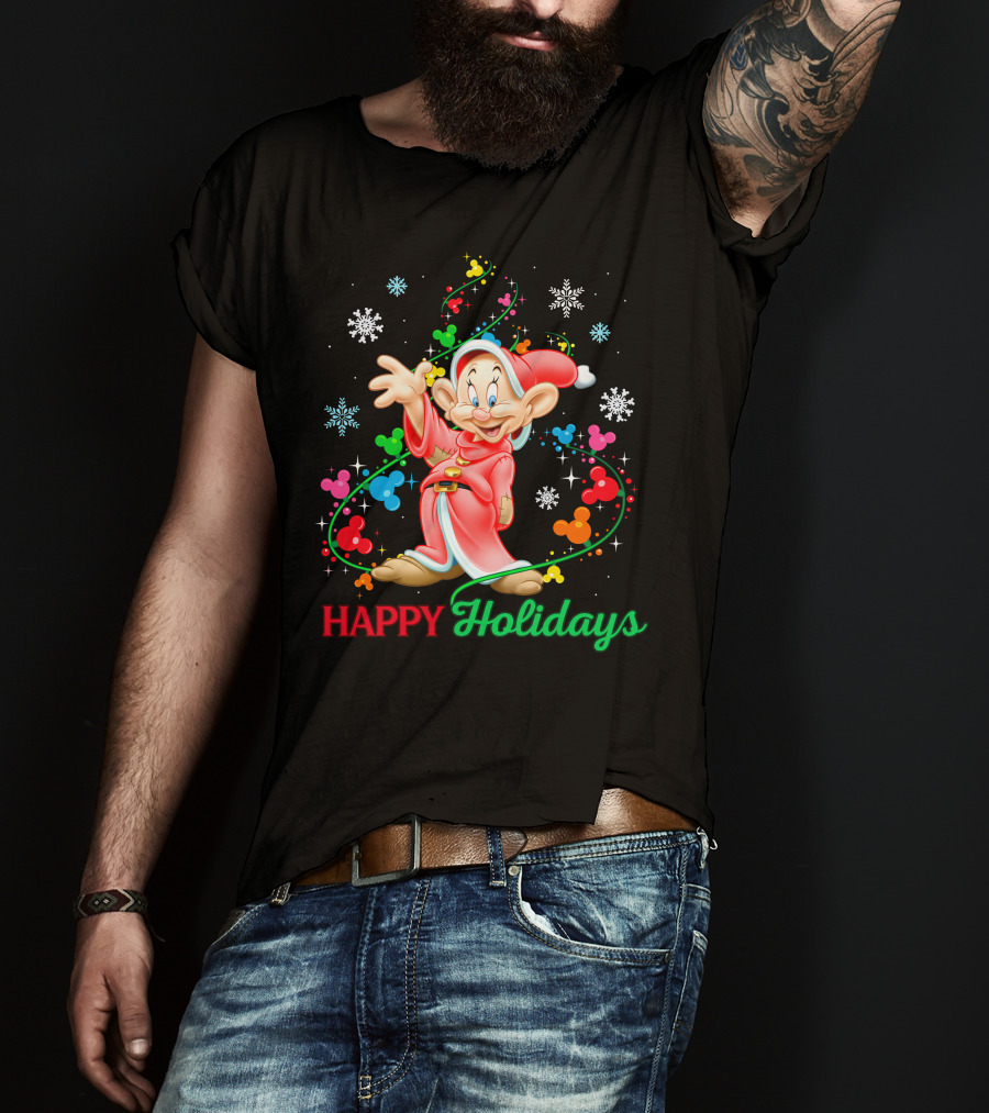 Happy Holidays Dopey Disney Snow White Christmas Magic T-Shirt