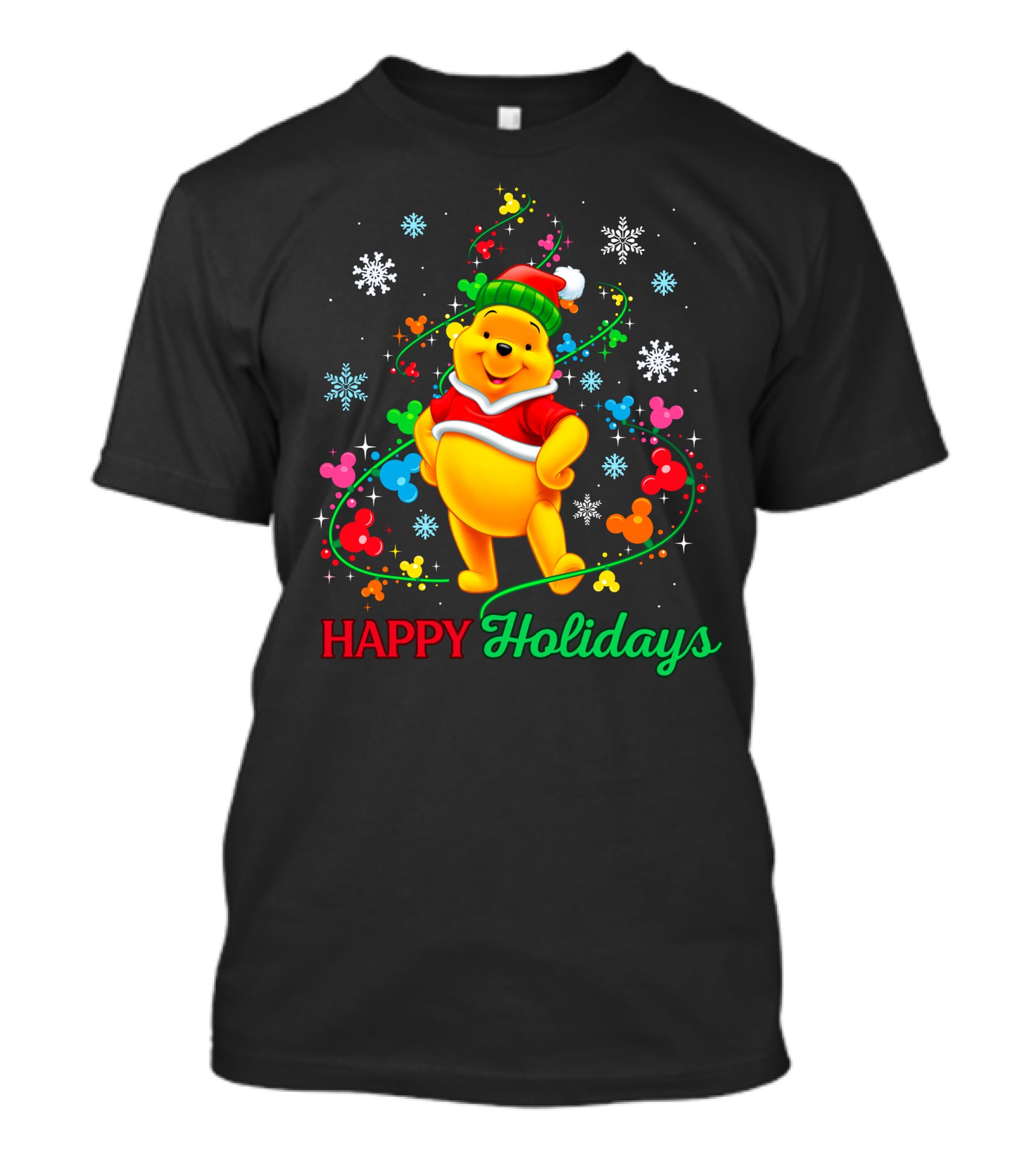 Happy Holidays Pooh Christmas Celebration T-Shirt