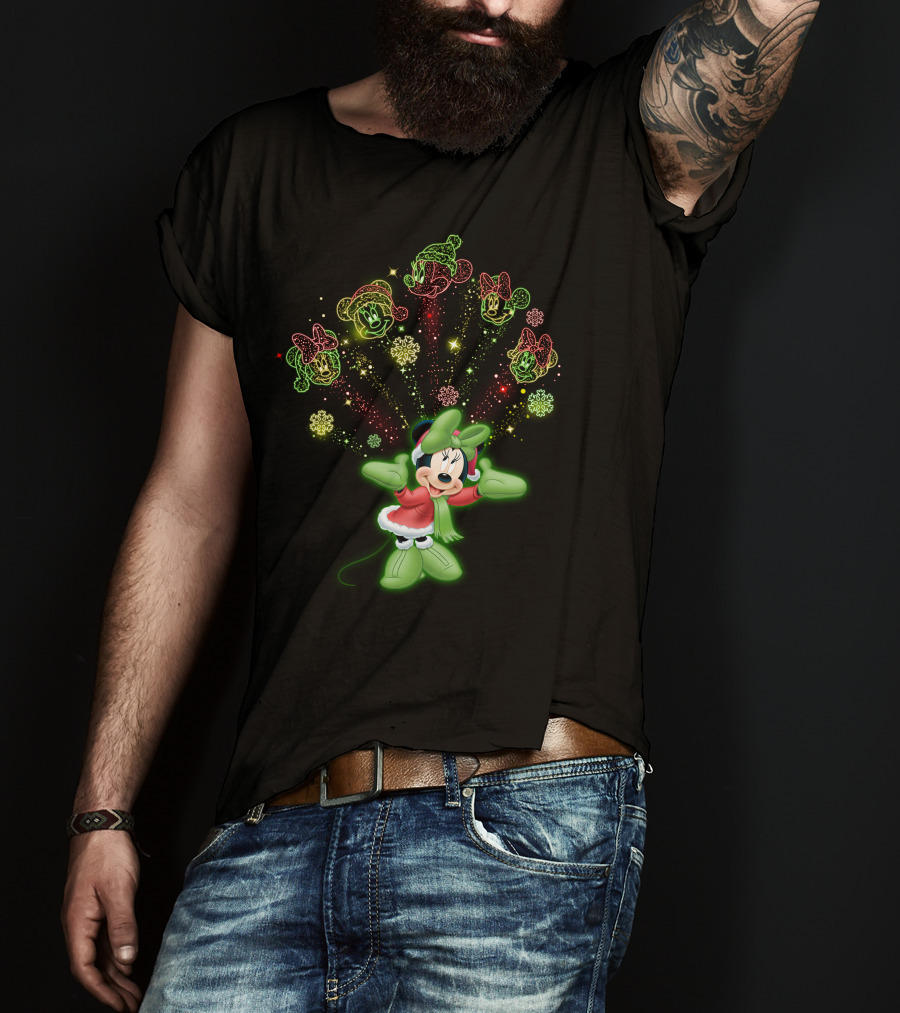 Minnie Festive Holiday Magic With Sparkling Snowflakes And Cheerful Expressions T-Shirt