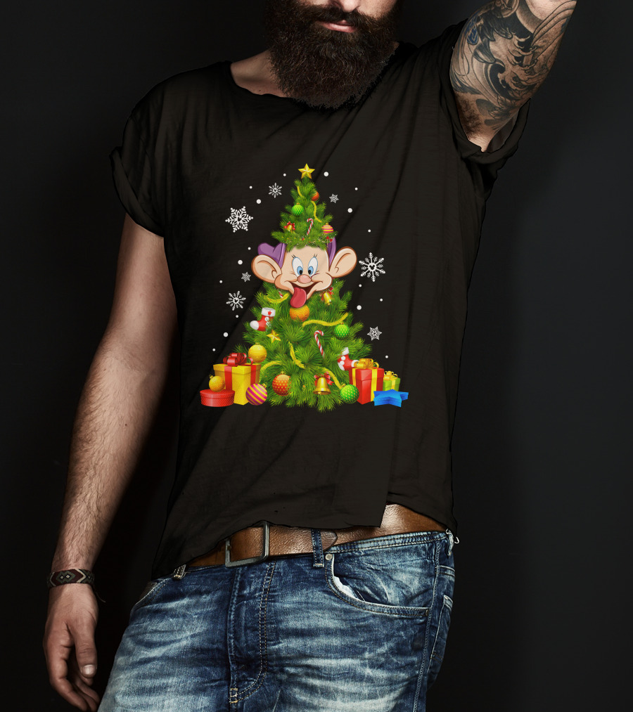 Dopey Christmas Tree Festive Decorations Snowflakes And Gifts T-Shirt