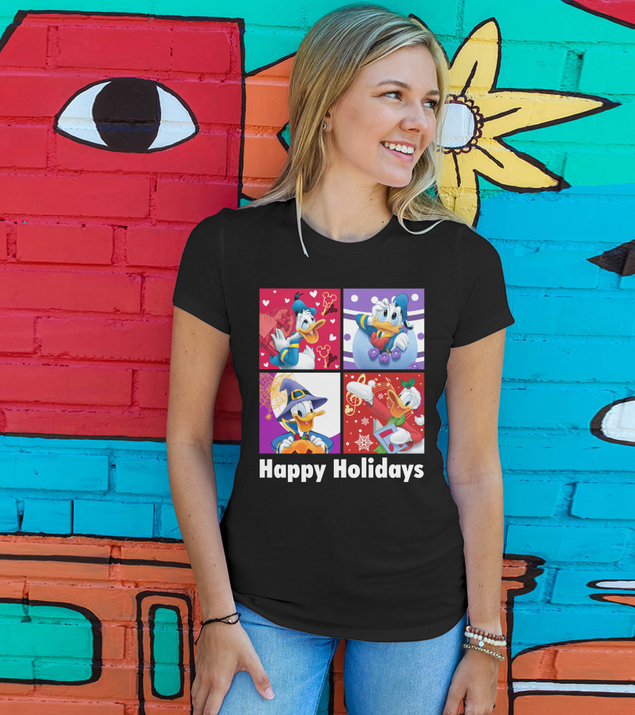Happy Holidays Donald Duck Seasonal Cheer T-Shirt
