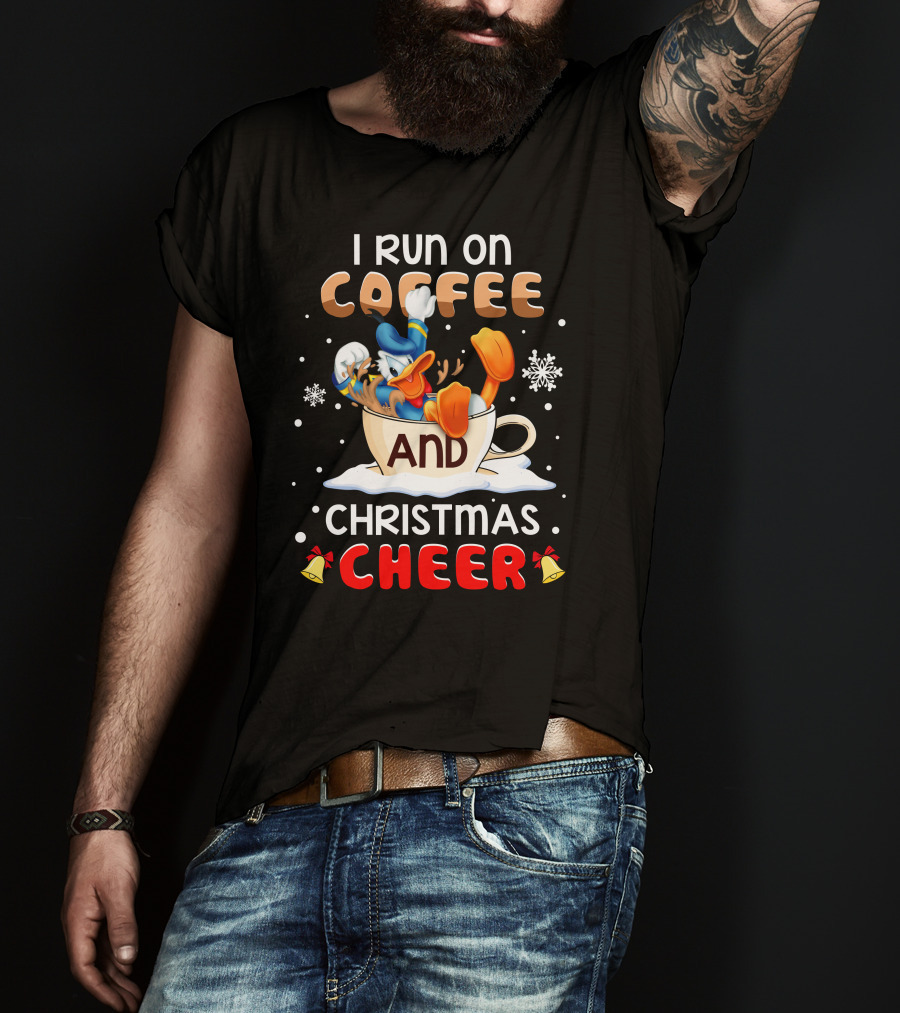 I Run On Coffee And Christmas Cheer Donald Duck T-Shirt