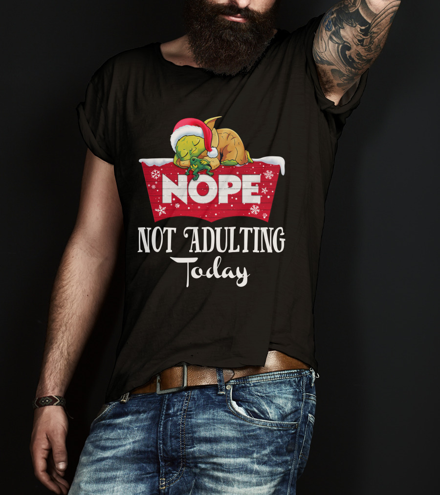 Yoda Nope Not Adulting Today Christmas Santa Hat T-Shirt