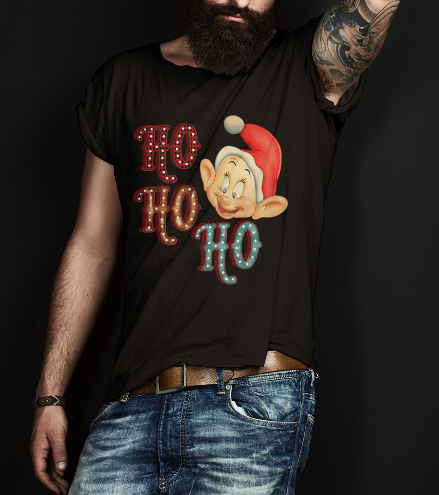 Ho Ho Ho Dopey Santa Hat Christmas Theme T-Shirt