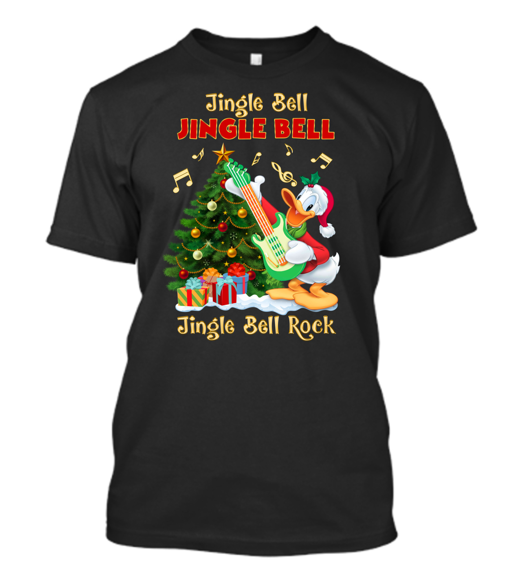 Jingle Bell Jingle Bell Jingle Bell Rock Donald Christmas Tree Guitar T-Shirt
