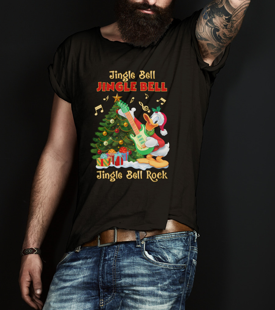 Jingle Bell Jingle Bell Jingle Bell Rock Donald Christmas Tree Guitar T-Shirt