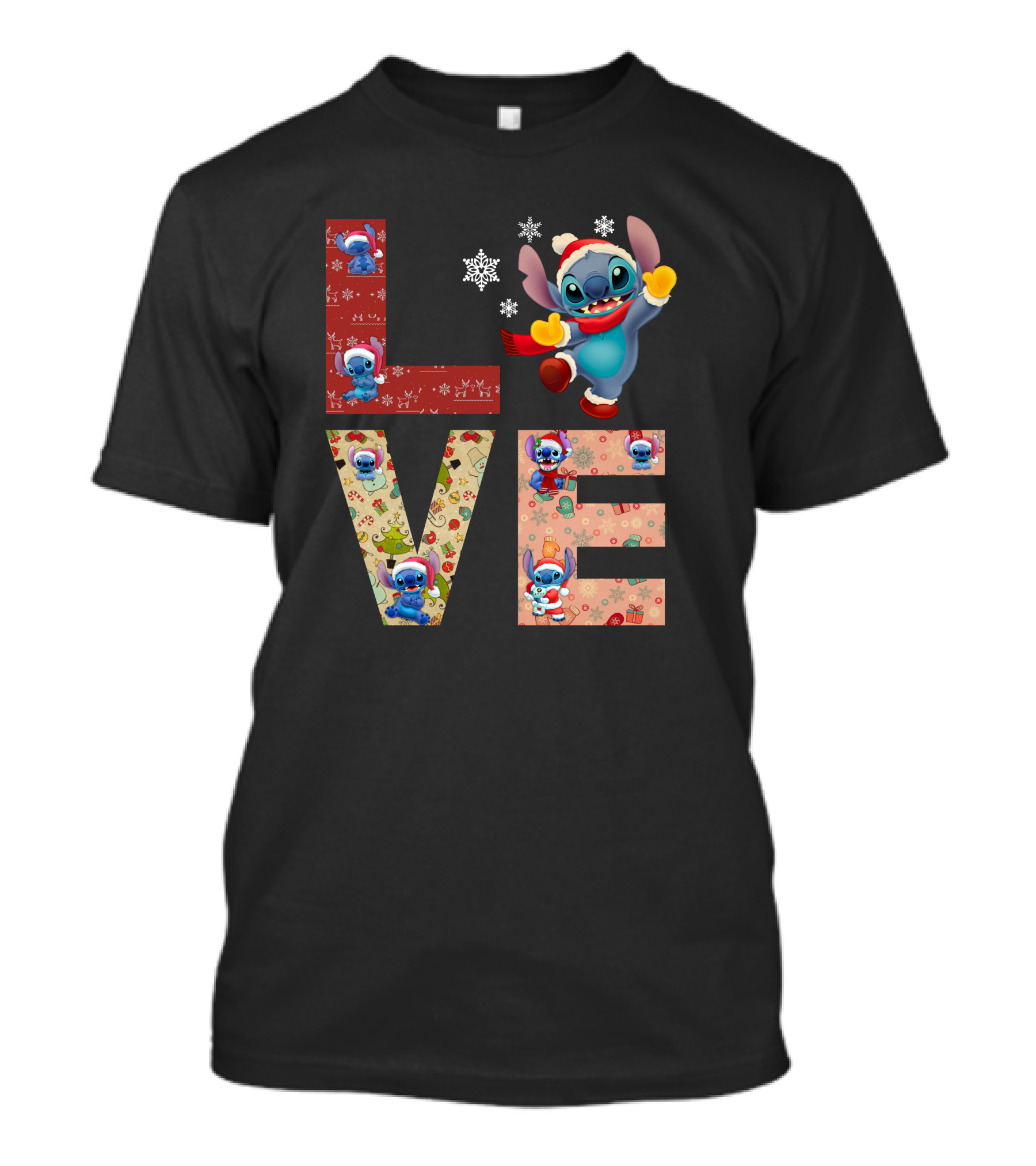 Stitch Love Christmas Holiday Snowflake Theme T-Shirt