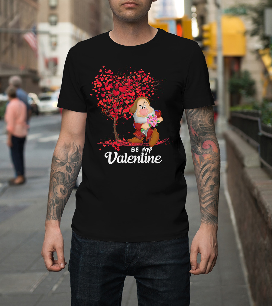 Grumpy Holding Flowers Be My Valentine With Heart Tree T-Shirt