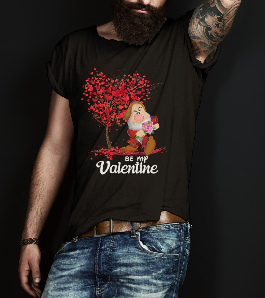 Grumpy Holding Flowers Be My Valentine With Heart Tree T-Shirt