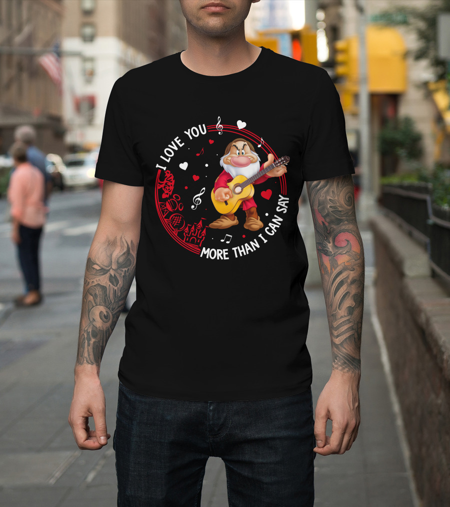 I Love You More Than I Can Say Grumpy Guitar Disney Valentine's Day T-Shirt
