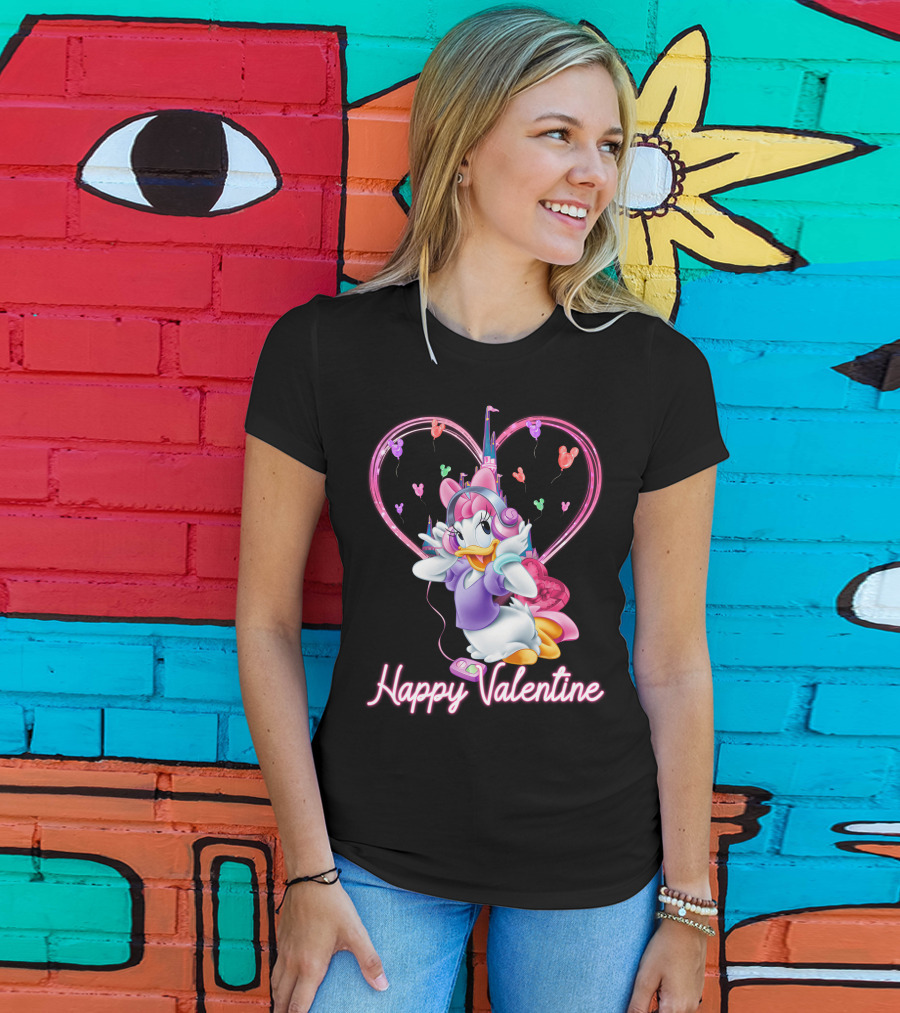 Daisy Duck Happy Valentine Balloons Castle Headphones T-Shirt