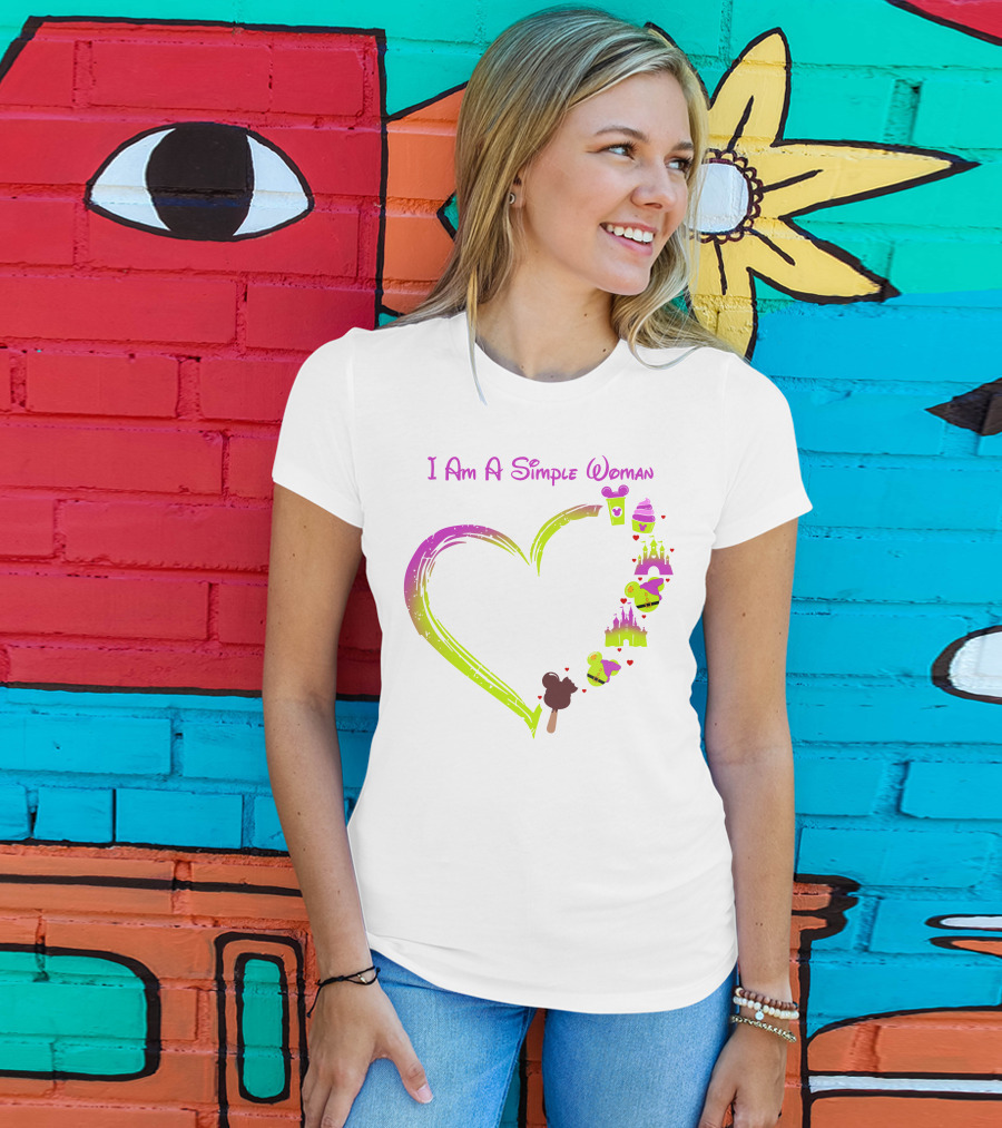I Am A Simple Woman Castle Coffee Dopey Ice Cream Hearts T-Shirt