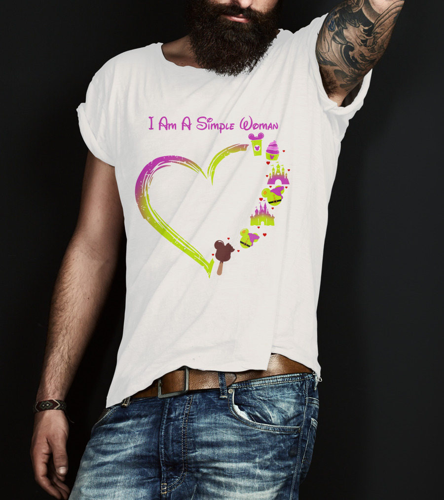 I Am A Simple Woman Castle Coffee Dopey Ice Cream Hearts T-Shirt