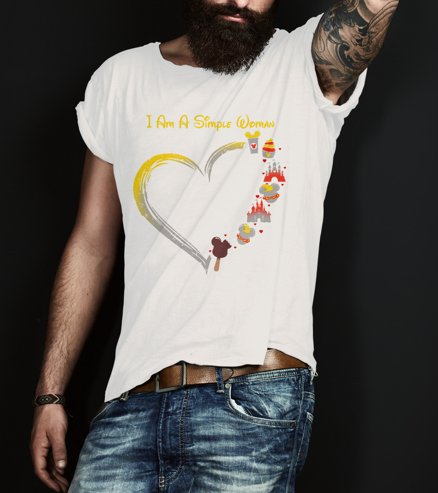 I Am A Simple Woman With Dumbo Ice Cream And Castle Hearts T-Shirt