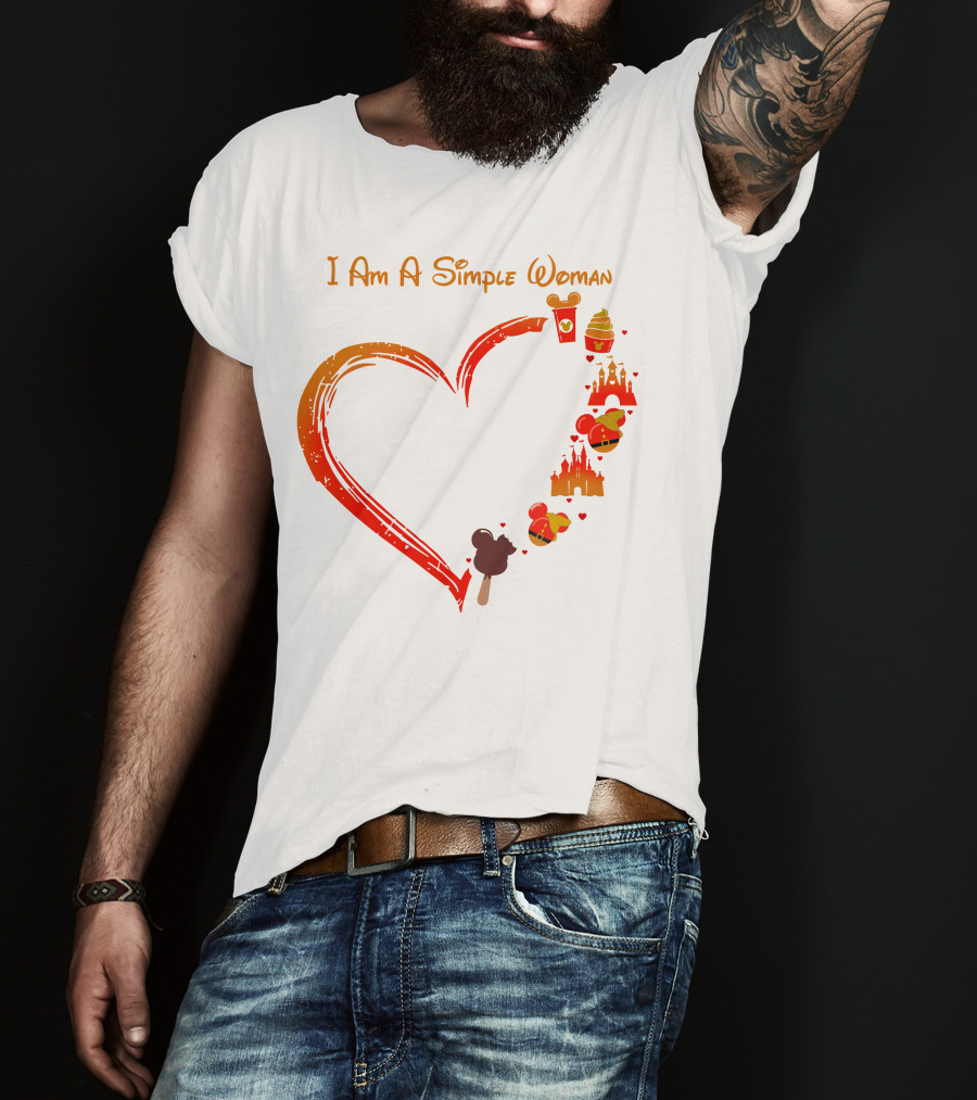 I Am A Simple Woman Heart Castle Ice Cream Disney Icons T-Shirt