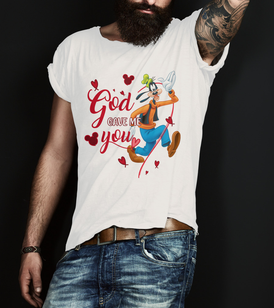 God Gave Me You Goofy Character Hearts Icons T-Shirt