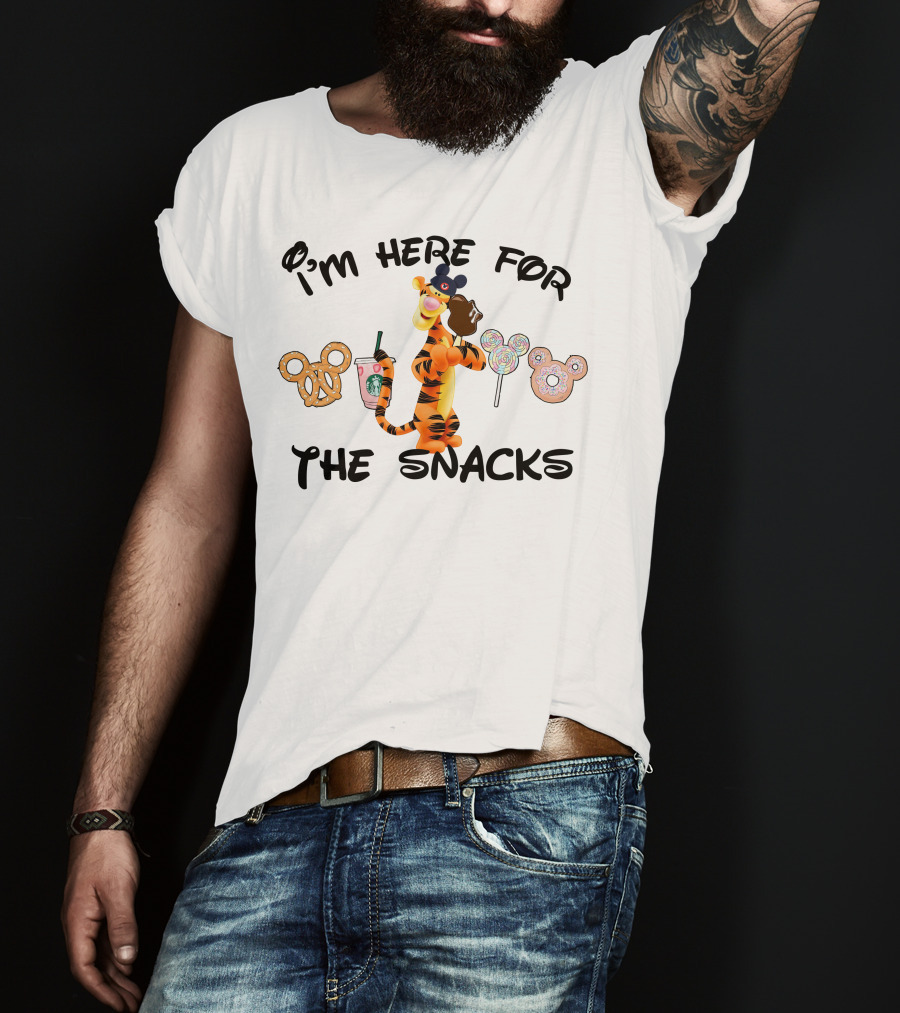 I'm Here For The Snacks Tigger Pretzel Starbucks Lollipop Donut T-Shirt