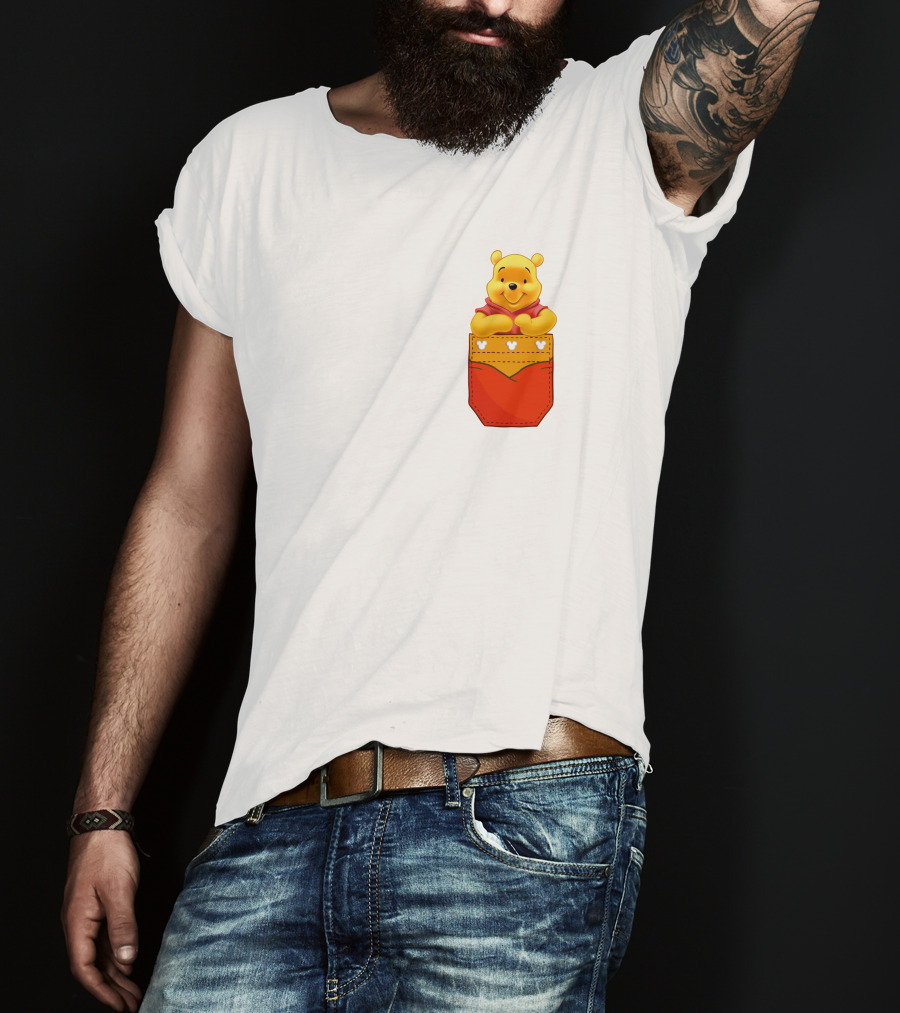 Winnie The Pooh In Red Pocket T-Shirt