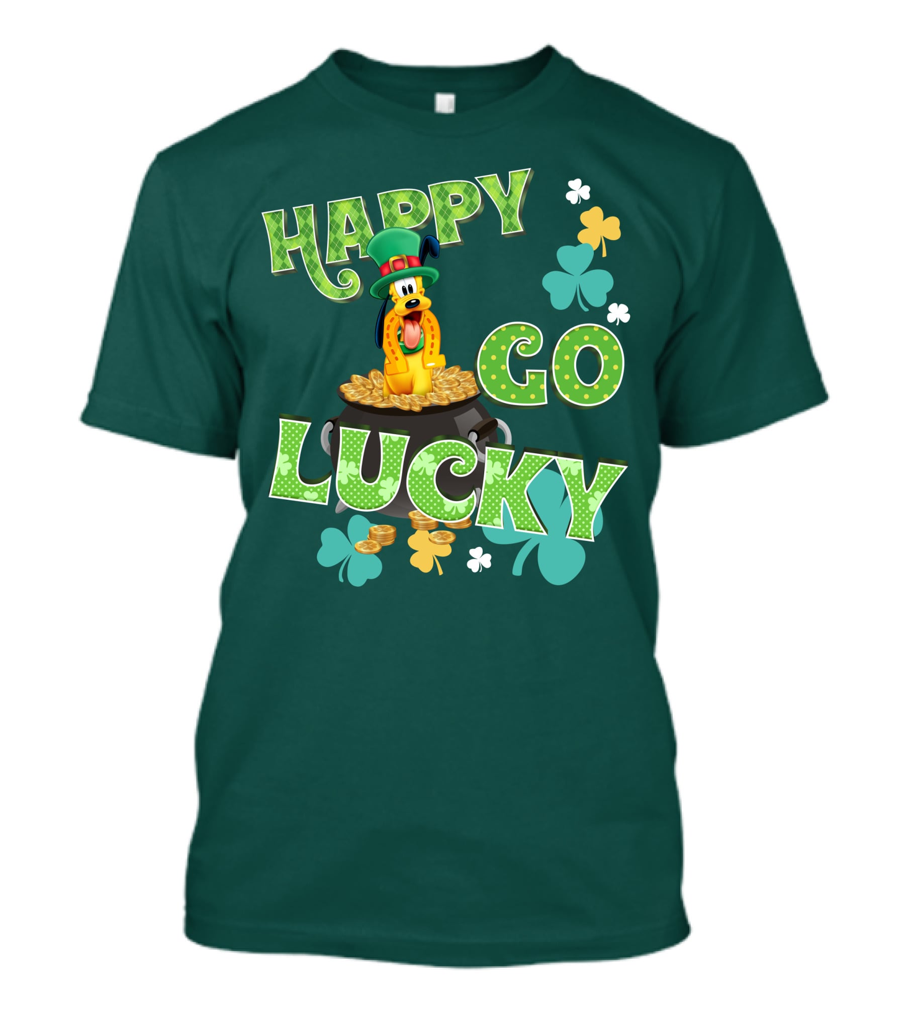 Happy Go Lucky Pluto St. Patrick's Day Theme With Lucky Charms And Gold Coins T-Shirt